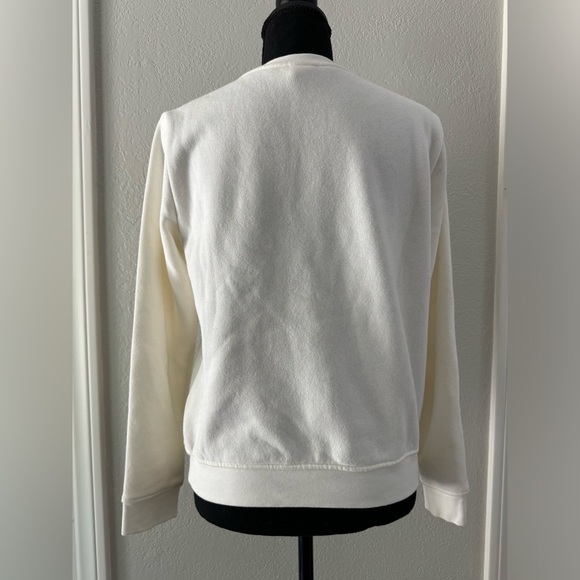 H&M Au Revoir Printed Gold Beaded White Fleece Sweatshirt XS - Picture 5 of 9